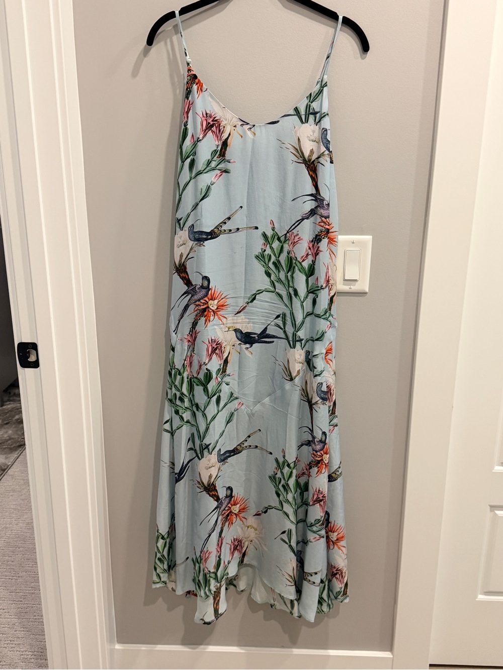 All Saints Light Blue Floral Midi Dress